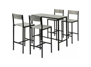 4251388610626 - SoBuy OGT14-HG Bartisch Set 5-teilig Sitzgruppe Esstisch Bistrotisch mit 4 Hockern grau