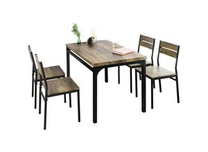 4251388610640 - OGT28-N+FST72-Nx4 5-teilig Essgruppe Esstisch mit 4 Stühlen Sitzgruppe Küche Küchentisch Holztisch Balkontisch - Sobuy