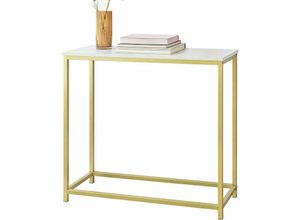 4251388611043 - Sobuy - FSB29-G Konsolentisch mit goldenem Metallrahmen Flurtisch Dekotisch Sideboard Beistelltisch Wohnzimmer Eingangsbereich bht ca 80x75x30cm