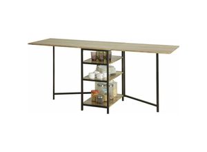 4251388611845 - Sobuy - FWT62-N klappbarer Esszimmertisch mit 3 Ablagen Klapptisch Küchentisch Holztisch Tisch Industrie-Design bht ca 180x77x60cm