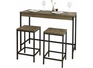 4251388611906 - OGT30-N 3-teilig Bartisch-Set Bistrotisch mit 2 Barhockern Küchentresen mit Barstühlen Essgruppe Küchentisch Bartheke Tresentisch im Industrie-Design