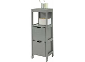 4251388611937 - FRG127-SG Badkommode Badschrank mit Fußpolster Kommode Badezimmer dunkelgrau bht ca 30x90x30cm - Sobuy