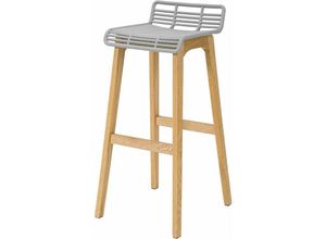 4251388612811 - FST76-HG Design Barhocker mit Fußstütze Barstuhl Tresenhocker Hochhocker Frühstücksstuhl Beine aus Kautschukholz Grau Sitzhöhe 78cm - Sobuy