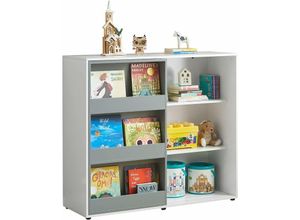 4251388614082 - Sobuy - KMB33-W Kinder Bücherregal Kinderregal mit Schiebetür Spielzeugregal Aufbewahrungsregal für Kinder Spielzeug-Organizer Schrank Sideboard bht