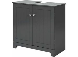 4251388614129 - BZR18-DG Waschbeckenunterschrank Badschrank Waschtisch Unterschrank Badmöbel dunkelgrau bht ca 60x60x30cm - Sobuy