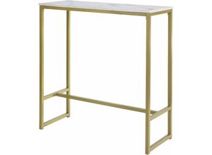 4251388614389 - Sobuy - FSB34-G Bartisch mit goldenem Metallrahmen Stehtisch Bartresen Tresentisch Küchentheke Küchenbar bht ca 100x106x40cm