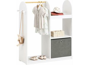 4251388616086 - Sobuy - KMB40-W Kindergarderobe mit 3 Haken Kleiderschrank Kinder Kinderregal mit Boxen Garderobe Kinder Kinderzimmer möbel Kleiderständer Regal