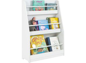 4251388617113 - KMB45-W Kinderregal Bücherregal für Kinder Wandregal Aufbewahrungsregal mit 3 Ablagen für Bücher und Deko weiß bht ca 58x81x18cm - Sobuy