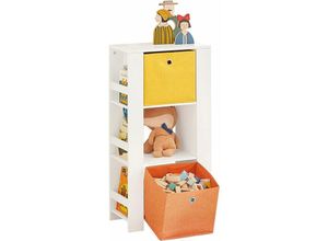 4251388617274 - Sobuy - KMB48-W Kinder Bücherregal mit Turm-Design Kinderregal mit 2 Stoffboxen Spielzeugregal Aufbewahrungsregal für Kinder Spielzeug-Organizer Weiß