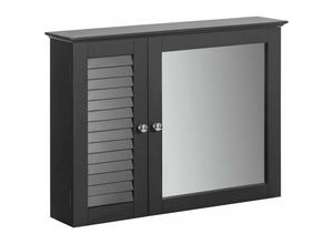 4251388618172 - Sobuy - BZR55-DG Spiegelschrank mit Lamellentür Hängeschrank mit Spiegeltür Wandschrank Badschrank Spiegel Wandspiegel Badspiegel dunkelgrau bht ca