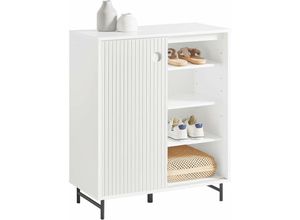 4251388618332 - SoBuy FSB62-W Schuhschrank Küchenschrank Sideboard mit Schiebetüren Kommode Schrank Beistellschrank Aufbewahrungsschrank Weiß BHT ca 70x87x37cm