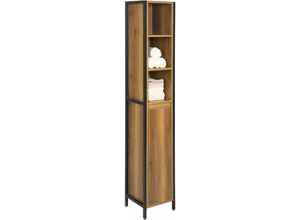 4251388618868 - Sobuy - BZR62-PF Badezimmer-Hochschrank Badregal Badschrank Badmöbel mit 3 offenem Fächern und 1 Tür Vintage bht ca 30X168X28cm