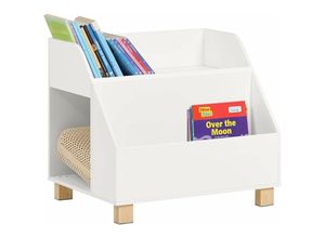 4251388619889 - SoBuy KMB54-W Kinderregal mit 3 Fächern Spielzeugregal Bücherregal Kinder Aufbewahrungsregal für Kinder Standregal mit Massivholzbeine weiß BHT ca