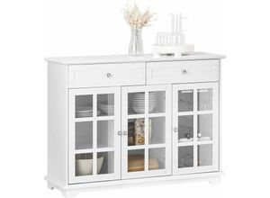 4251388620038 - Sobuy - FSB77-W Küchenschrank Kücheninsel mit Glastür freistehend Highborad Kommode Sideboard Bartisch Esstisch Buffet Badezimmerschrank Weiß bht ca