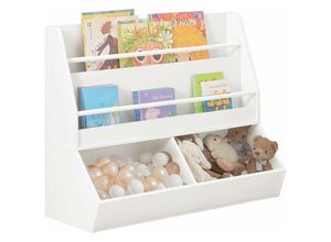 4251388620410 - Sobuy - KMB56-W Bücherregal für Kinder Kinderregal Aufbewahrungsregal mit 2 Ablagen und 2 offenen Fächern Spielzeugregal Kinderzimmer Möbel weiß bht