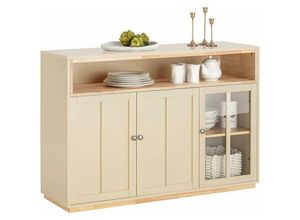 4251388620991 - FSB80-MI Buffet Sideboard mit 3 Türen Küchenschrank Kommode Schrank Flurschrank Aufbewahrungsschrank Beistellschrank Lowboard TV-Schrank Beige bht