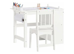 4251388621547 - KMB60-W Kindertisch mit 1 Stuhl Kindersitzgruppe innen Kinder Tisch Stuhl Set Maltisch für Kinder Weiß - Sobuy