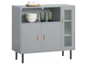 4251388621622 - SoBuy FSB82-HG Küchenschrank Mikrowellenschrank Sideboard mit Türen Kommode Schrank Flurschrank Buffet Aufbewahrungsschrank hellgrau BHT ca