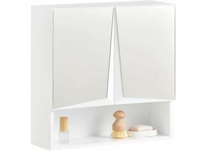 4251388621660 - BZR94-W Spiegelschrank Hängeschrank Wandschrank Badschrank Badmöbel Spiegel Wandspiegel Badspiegel Badschrank Badezimmermöbel Weiß bht ca 48x48x17cm