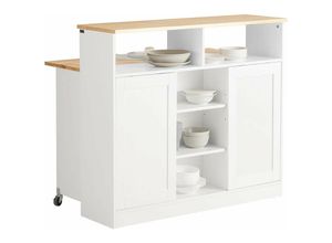 4251388624555 - SoBuy FSB36-WN Sideboard mit Schiebetüren Kücheninsel mit erweiterbarer Arbeitsfläche Küchenschrank Highborad Kommode Schrank Weiß BHT ca 110x97x66cm