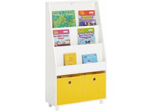 4251388625538 - KMB69-W Bücherregal Kinder Kinderregal mit 2 Boxen Aufbewahrungsregal für Kinder Spielzeugregal Kinderzimmer Möbel weiß bht ca 60x110x25cm - Sobuy