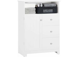 4251388625804 - Sobuy - BZR107-W Badkommode Badschrank Kommode fürs Bad Badezimmerschrank Aufbewahrungsschrank Flurschrank Badmöbel Weiß bht ca 60x86x33cm