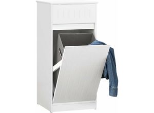 4251388625835 - SoBuy BZR110-W Wäscheschrank mit ausklappbarem Wäschetruhe Wäschesammler mit einner Schublade Wäschekorb Badschrank Wäschesack Badezimmermöbel Weiß