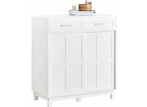 4251388626214 - Sobuy - FSB84-W Schuhschrank Buffet Küchenschrank Sideboard mit Schiebetüren Schrank Aufbewahrungsschrank Kommode Weiß bht ca 80x85x40cm