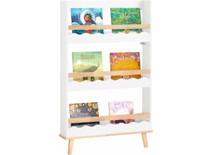 4251388626252 - SoBuy KMB77-W Kinderregal Bücherregal für Kinder Wandregal Aufbewahrungsregal mit 3 Ablagen für Bücher und Deko weiß BHT ca 75x120x15cm