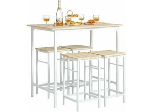 4251388626306 - Sobuy - OGT11-WN Bartisch Set 5-teilig Esstisch Bistrotisch mit 4 Stühlen Sitzgruppe