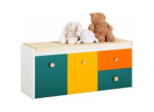 4251388626948 - Sobuy - KMB82-W Kinder Sitzbank Spielzeugtruhe Spielzeugkiste Aufbewahrungsbox Schuhbank mit Sitzkissen Spielzeug Aufbewahrung Kinder Weiß bht ca