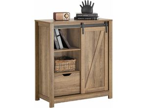 4251388627020 - Sobuy - FSB59-BR Sideboard mit Schiebetür Kommode Schuhschrank schmal Schrank Küchenschrank Flurschrank Beistellschrank Aufbewahrungsschrank bht ca