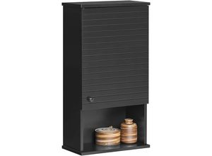 4251388627082 - BZR25-SCH Hängeschrank mit Einer Tür und einem Fach Wandschrank Küchenschrank Badhängeschrank Medizinschrank Badmöbel Schwarz bht ca 40x76x21cm