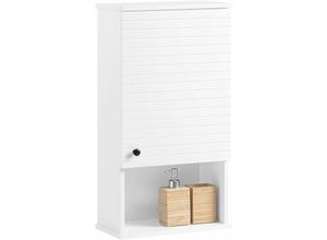 4251388627099 - SoBuy BZR25-W Hängeschrank mit Einer Tür und einem Fach Wandschrank Küchenschrank Badhängeschrank Medizinschrank Badmöbel Weiß BHT ca 40x76x21cm