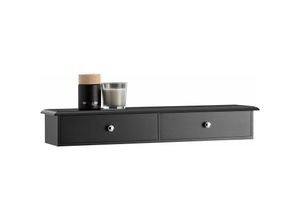 4251388627112 - FRG43-SCH Wandschrank Badezimmerschrank Hängeregal Wandregal Wandgarderobe mit 2 Schubladen Hängeschrank Schwarz bht ca 64x10x15cm - Sobuy