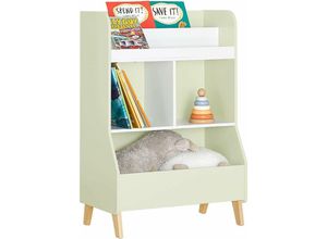 4251388628225 - KMB90-GR Kinderregal Bücherregal Kinderzimmer Regal Aufbewahrungsregal für Kinder Kinderzimmer Möbel Weiß-Grün bht ca 60x89x36cm - Sobuy