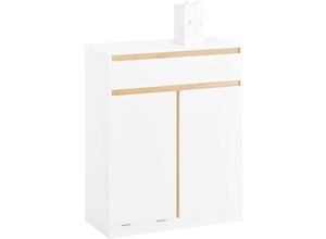 4251388628676 - BZR79-W Wäscheschrank mit ausklappbarem Wäschesäcken Wäschesack Wäschetruhe Wäschekorb Badmöbel Weiß bht ca 71x85x33cm - Sobuy