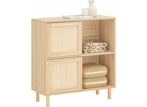 4251388628782 - Sobuy - FSB87-N Sideboard mit Schiebetüren Kommode Schrank Küchenschrank Flurschrank Beistellschrank Lowboard TV-Schrank Natur bht ca 80x87x35cm