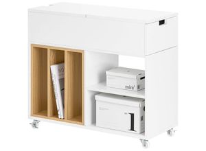 4251388630723 - FBT134-W Aktenschrank Aktenschrankwagen Druckertisch Druckerständer Rollcontainer mit 4 Rollen Lagerschrank Schrank für Büro Weiß bht ca 30x61x70cm