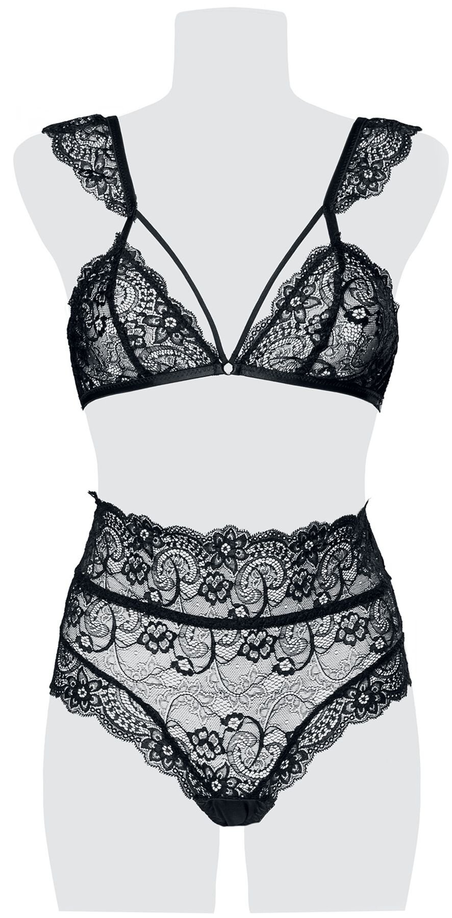 4251393725742 - 2-teiliges Bra Set aus Spitze Wäsche-Set schwarz in XL