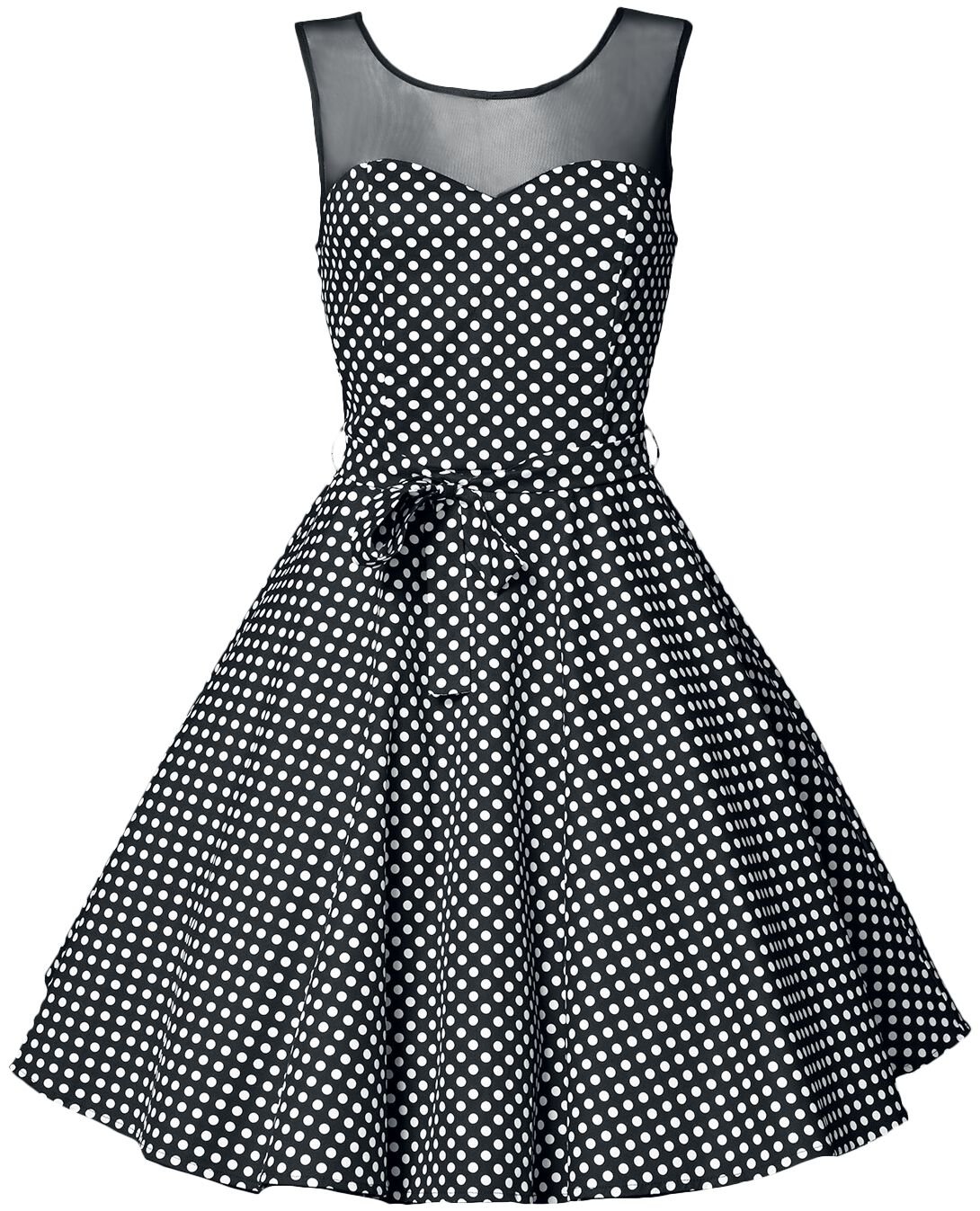 4251393729450 - Swing-Kleid mit Mesheinsatz Mittellanges Kleid schwarz weiß in XXL