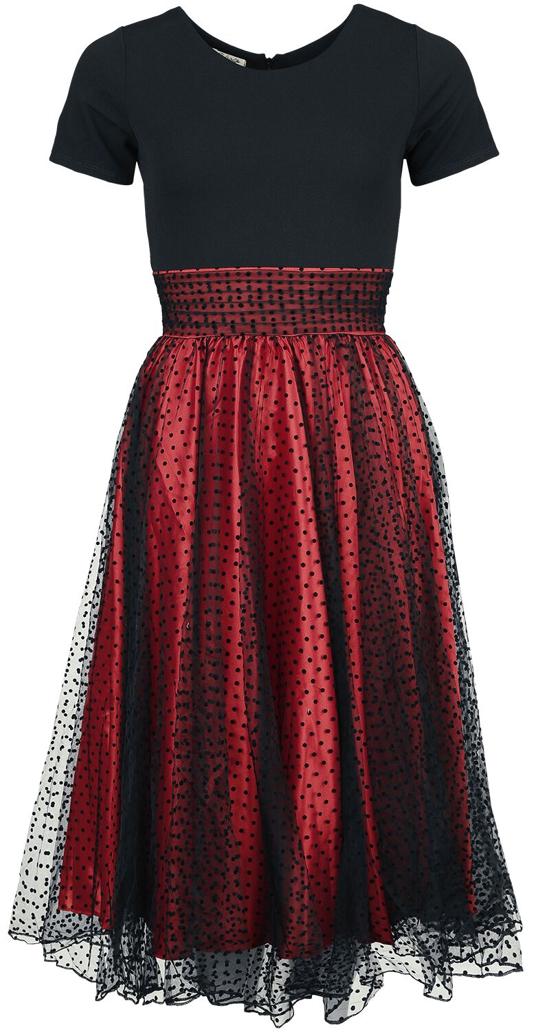 4251393747874 - Retrokleid mit Punkten Mittellanges Kleid schwarz rot in S