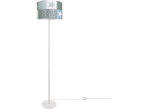 4251393949261 - Paco Home Kinderlampe led Stehlampe Kinderzimmer Lampe Sternen Motiv Stehleuchte E27 Einbeinig Weiß Blau (Ø38 cm)