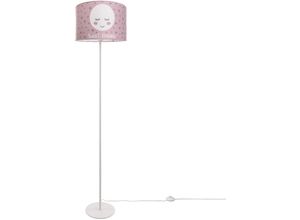 4251393949483 - Kinderlampe Stehlampe Kinderzimmer Lampe Mit Mond-Motiv Deko Stehleuchte E27 Einbeinig Weiß + Leuchtmittel Pink (Ø38 cm) - Paco Home