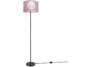 4251393949520 - Kinderlampe Stehlampe Kinderzimmer Lampe Mit Mond-Motiv Deko Stehleuchte E27 Einbeinig Schwarz + Leuchtmittel Pink (Ø38 cm) - Paco Home