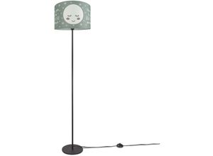 4251393949537 - Kinderlampe Stehlampe Kinderzimmer Lampe Mit Mond-Motiv Deko Stehleuchte E27 Einbeinig Schwarz + Leuchtmittel Grau (Ø38 cm) - Paco Home