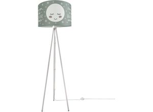 4251393949582 - Kinderlampe Stehlampe Kinderzimmer Lampe Mit Mond-Motiv Deko Stehleuchte E27 Dreibeinig Weiß + Leuchtmittel Grau (Ø455 cm) - Paco Home