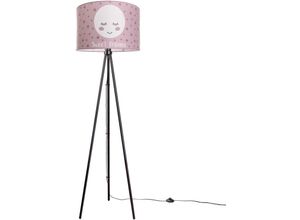 4251393949643 - Kinderlampe Stehlampe Kinderzimmer Lampe Mit Mond-Motiv Deko Stehleuchte E27 Dreibeinig Schwarz + Leuchtmittel Pink (Ø455 cm) - Paco Home