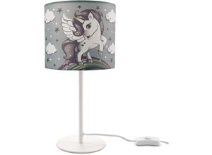 4251393963199 - Pacohome - Paco Home Kinderlampe led Tischlampe Kinderzimmer Einhorn Lampe Mädchen Tischleuchte E14 Weiß Grau (Ø18 cm)