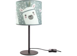 4251393965230 - Paco Home - Kinderlampe Tischlampe Kinderzimmer Lampe Mit Lama-Motiv Tischleuchte E14 Schwarz Grau (Ø18 cm)